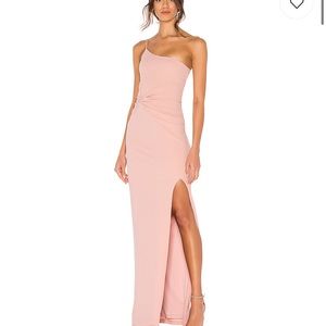 nookie lust one shoulder gown in pink/blush